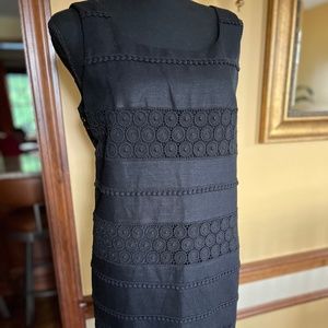 TALBOTS Black  Eyelet Lace Linen and Cotton Blend  Dress Size 8P